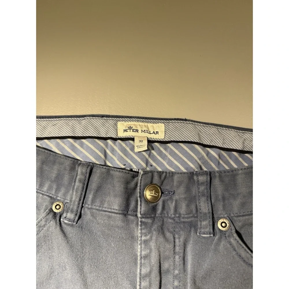Peter Millar Crown Ultimate Sateen Pants Men 32x32 Blue‎ Straight Fit 5-Pocket